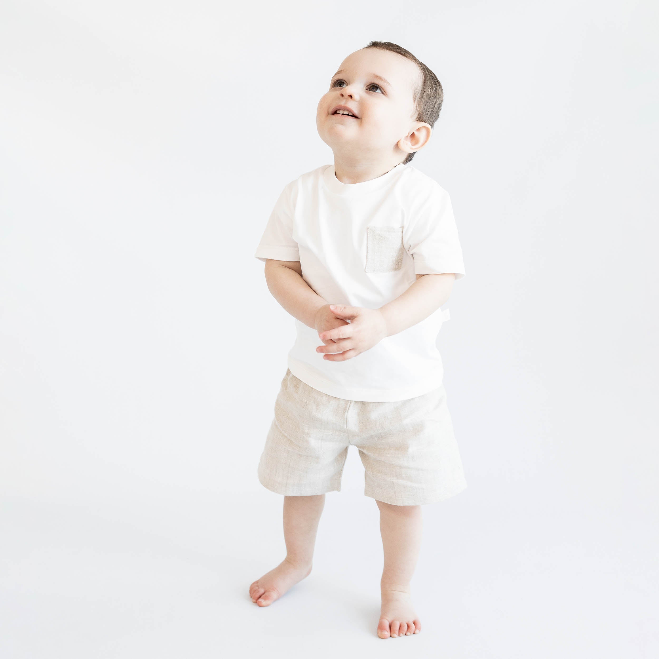 Baby Gi Wit shirt met beige zakje