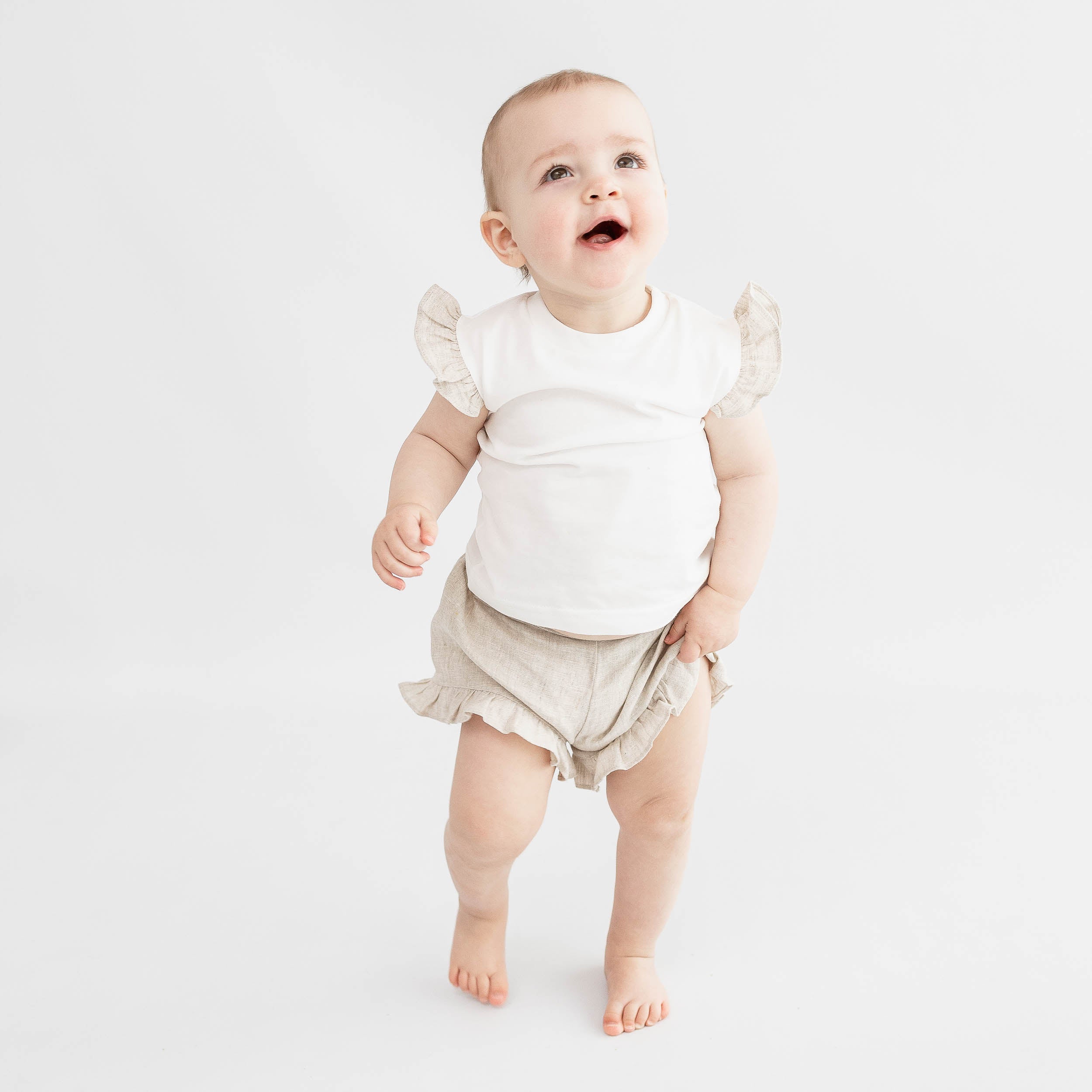 Baby Gi Wit shirt met beige angel sleeves