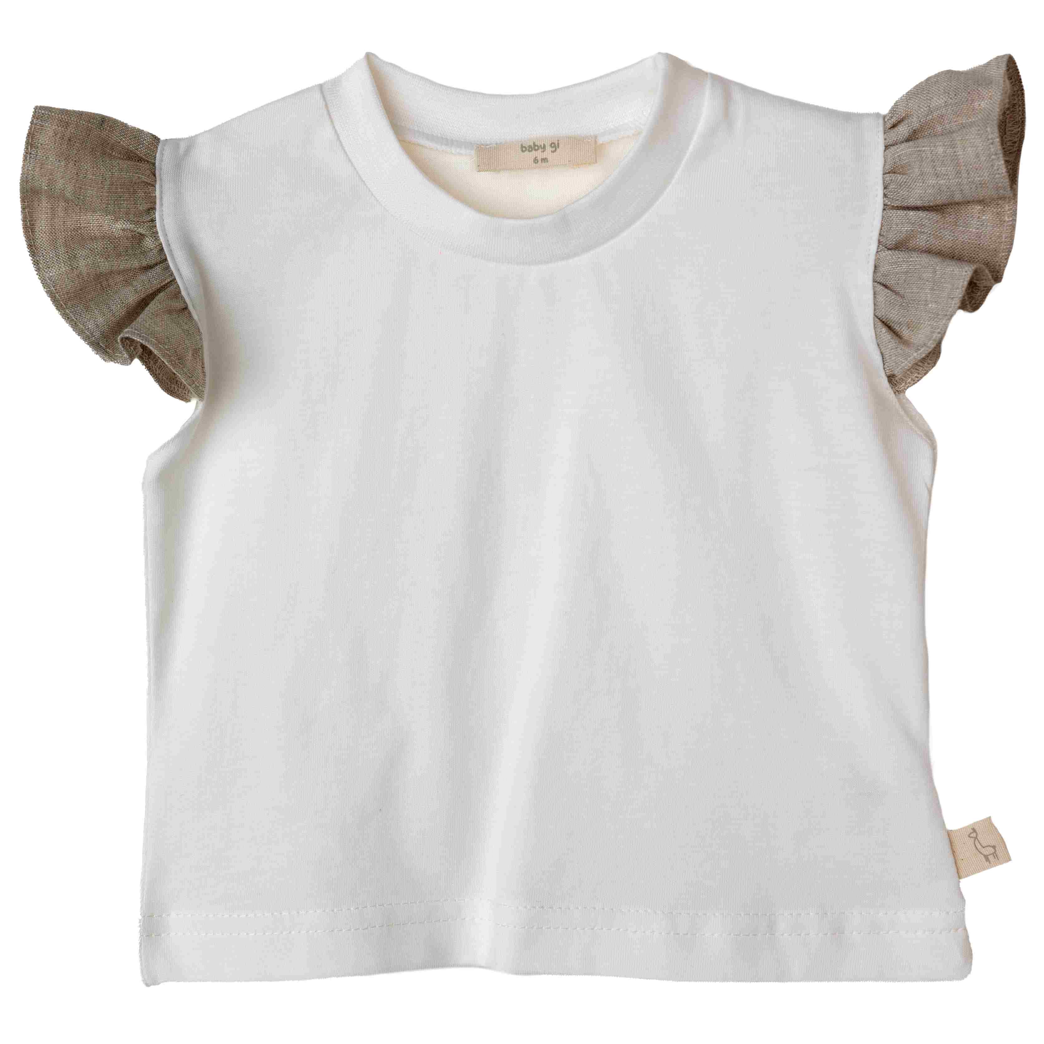 Baby Gi Wit shirt met beige angel sleeves